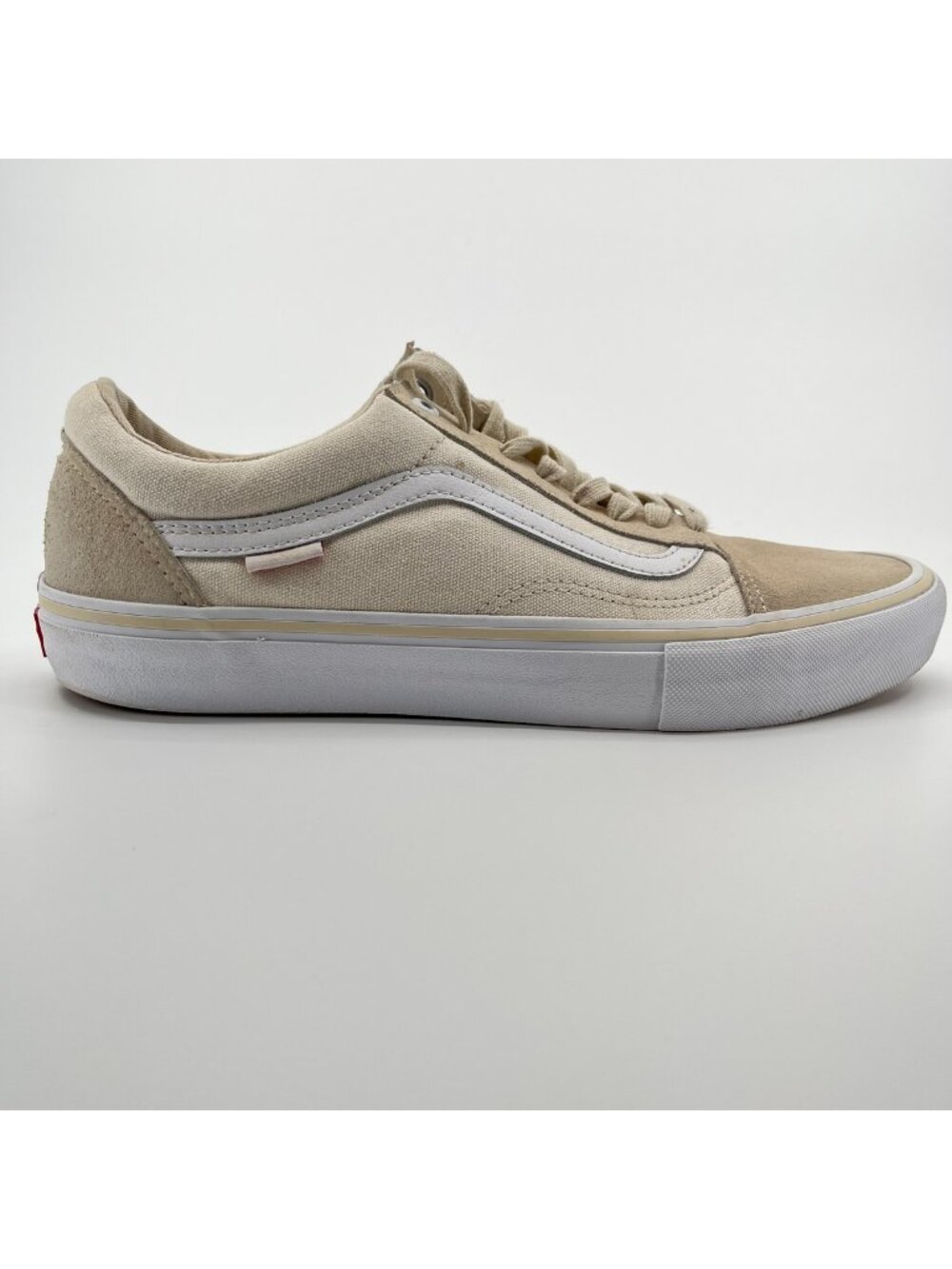 Vans Old Skool Pro Mens Size 11 Beige White Athletic Skateboard Shoes Sneakers
